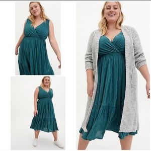 Torrid green krinkle knit surplus dress  NWT size 3
